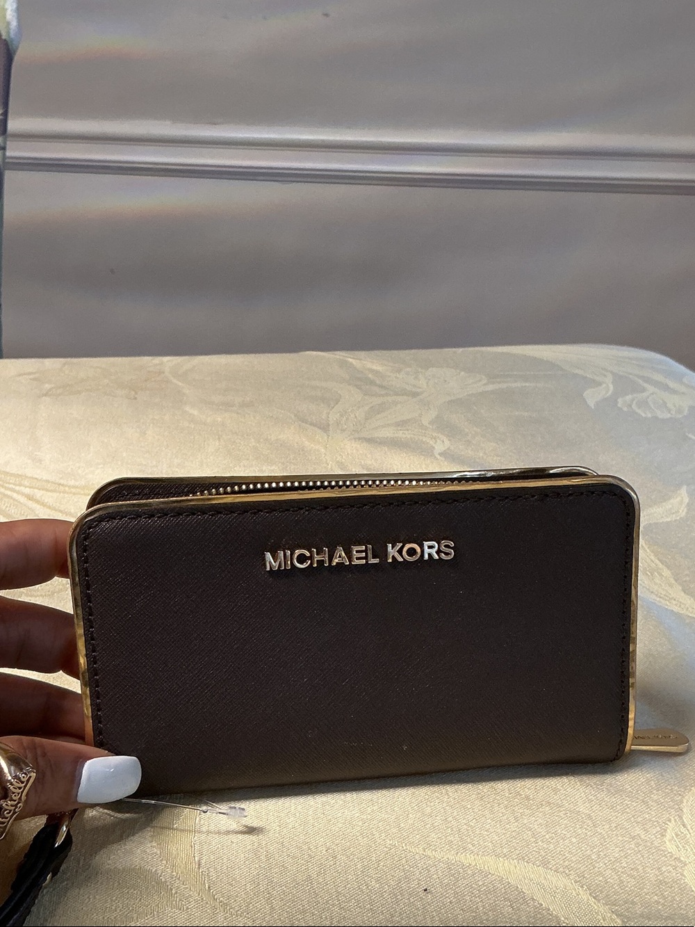 Michael Kors Chocolate Brown Wallet with Gold Logo